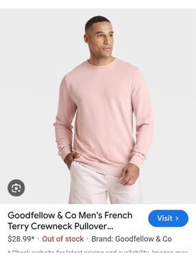 Men Goodfellow and Co XL Womens XXL Pale Pink Crewneck sweatshirt
